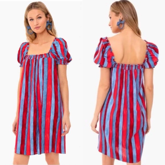 Tuckernuck Pomander Place Painterly Stripe Linen Mini Dress Size XS - Picture 1 of 9